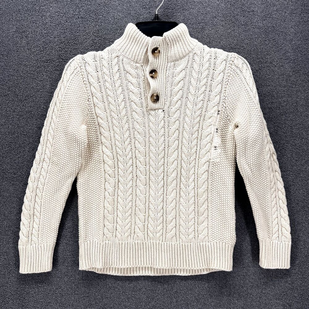 GAP Sweater Kids Medium 8 Beige Chunky Knit High fleece Neck long sleeves